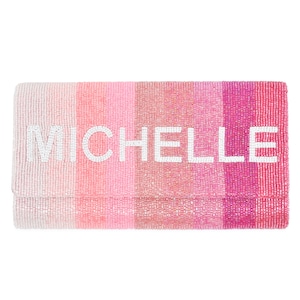 Halbe Fass Perlen Monogramm Kupplung - rosa Ombre Streifen