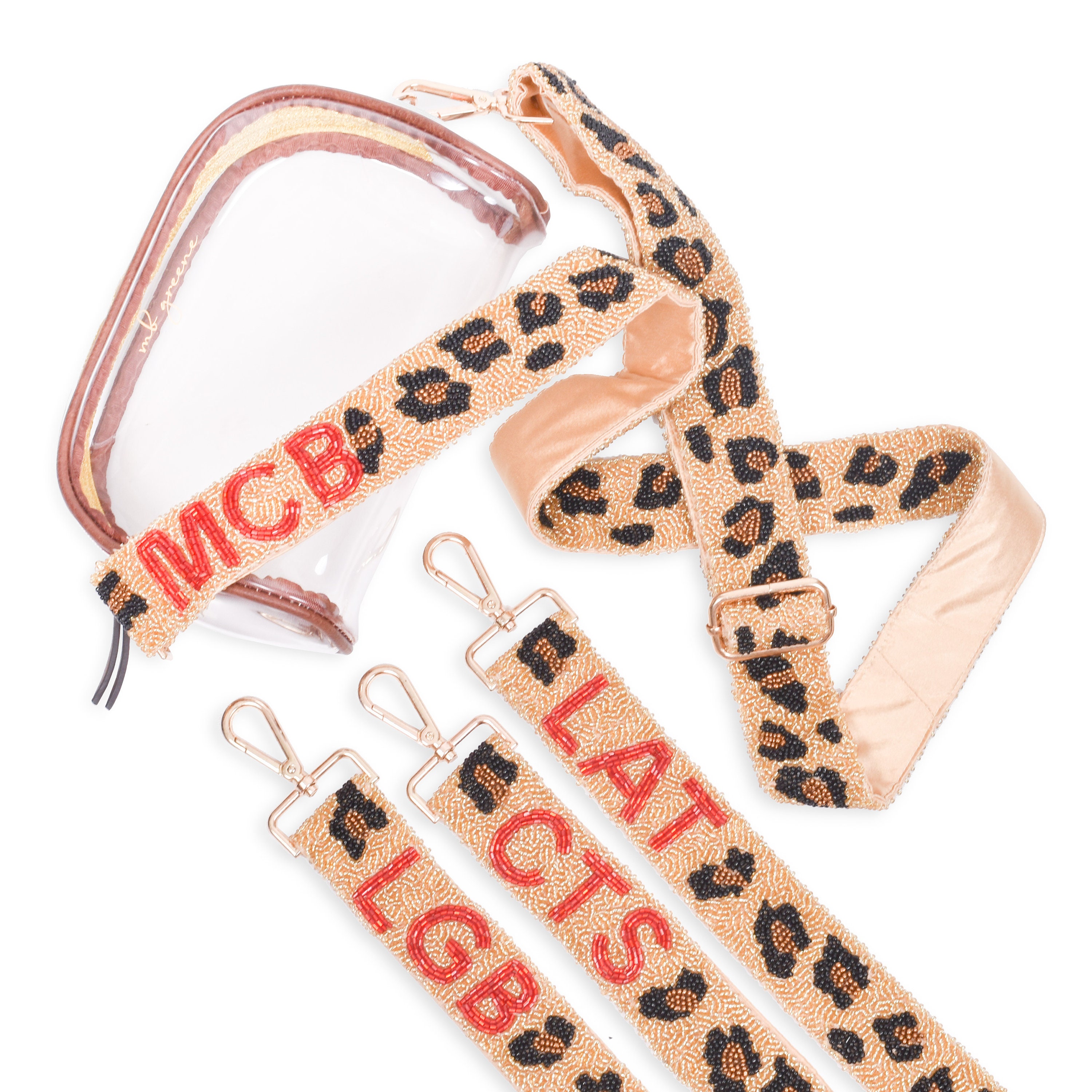 Custom Beaded Pink Leopard Purse Strap