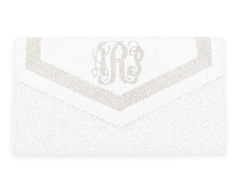 Envelope Custom Beaded Monogram Clutch