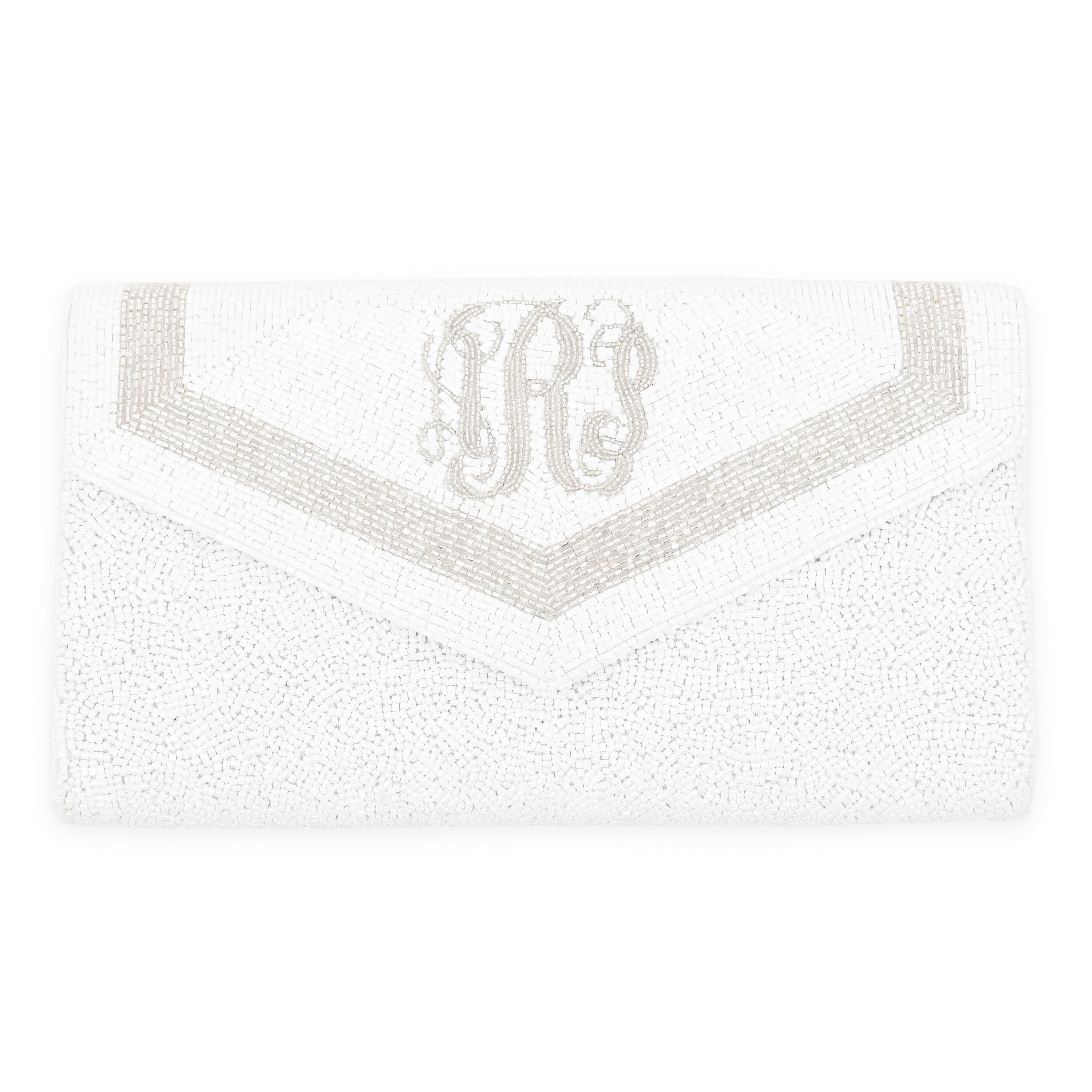 beaded monogram clutch