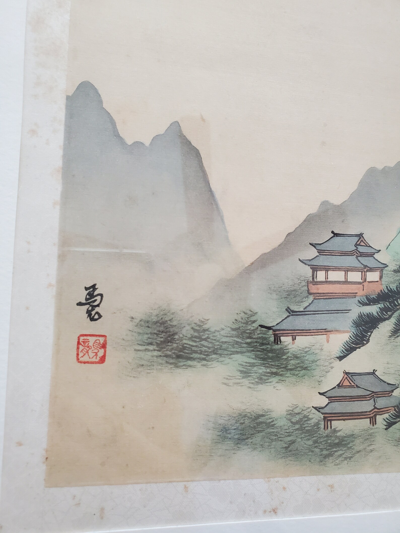 JAPANESE ANTIQUE WATERCOLOR Original Framed Painting signed Etsy