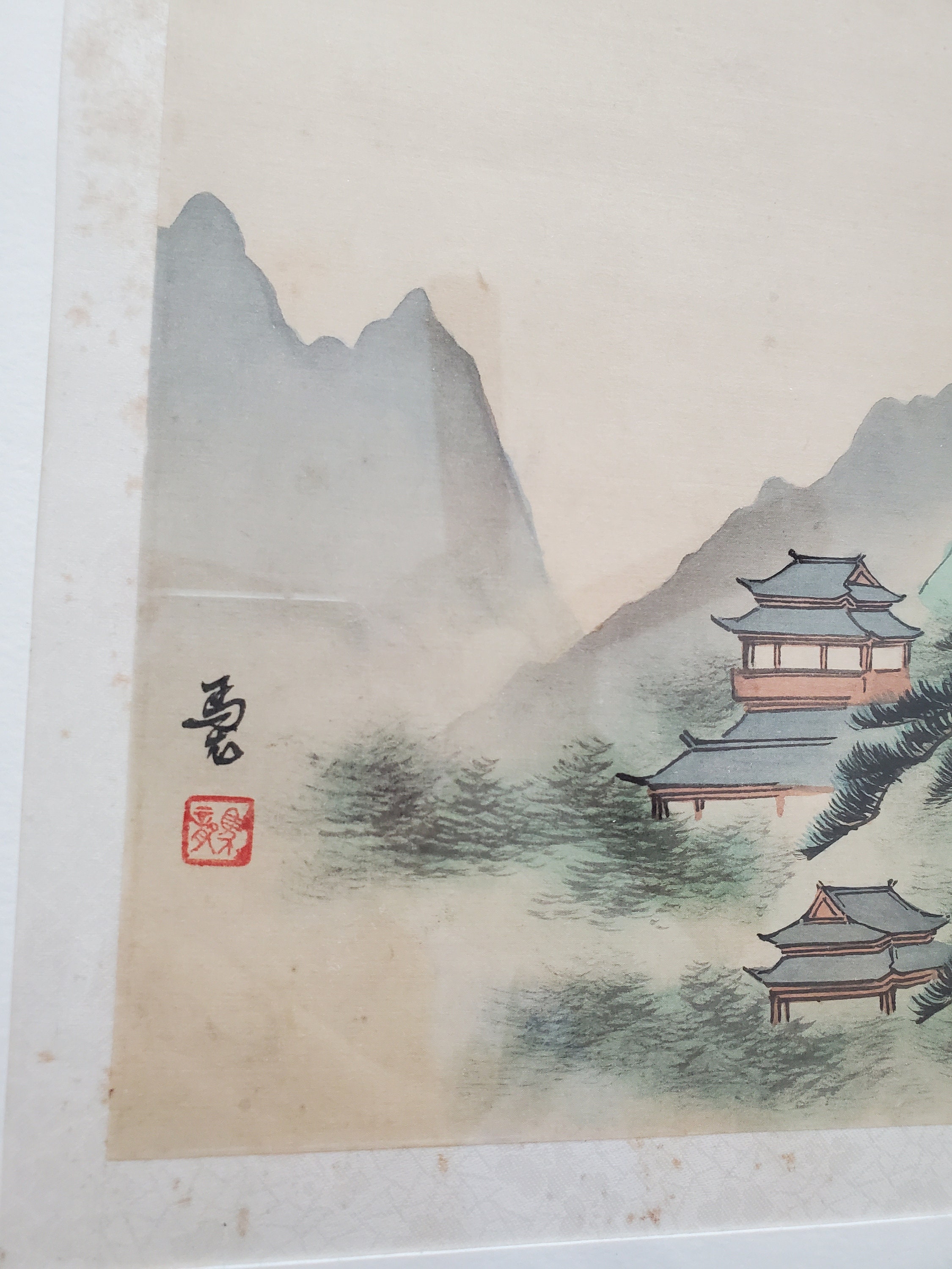 JAPANESE ANTIQUE WATERCOLOR Original Framed Painting signed Etsy