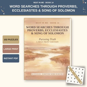 Proverbs, Ecclesiastes & Song of Solomon Word Searches, 102 Large Print Bible Activities (PDF Download), Write On for Kindle Scribe