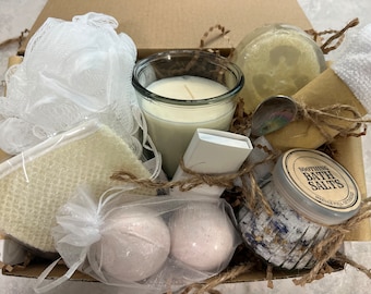 Spa Gift Box: Natural Bath & Body Set with Candle