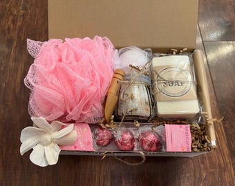 Valentine's Day Spa Gift Box: Handmade Soap, Bath Bomb & Chocolates