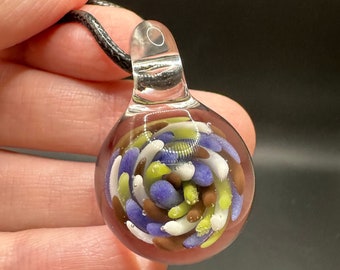 Glass Hand Blown Pendant Small Color Implosion Borosilicate Handmade Jewelry