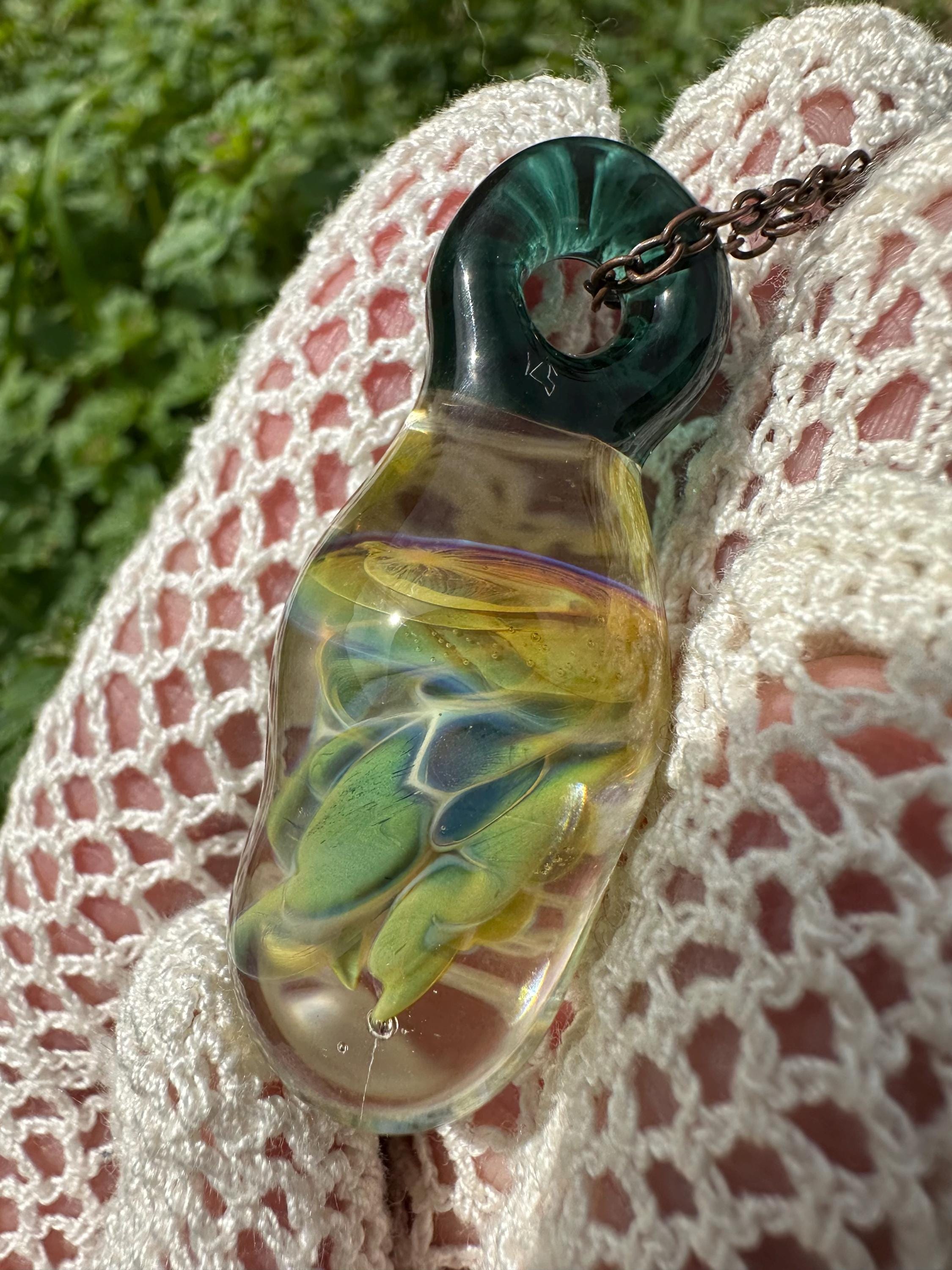 Glass Hand Blown Jellyfish Pendant Handmade Borosilicate Sea Jewelry - Etsy
