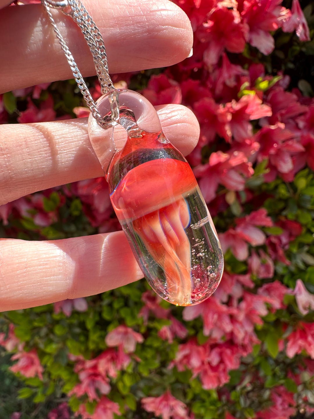 Glass Hand Blown Jellyfish Pendant Handmade Borosilicate Sea Jewelry - Etsy