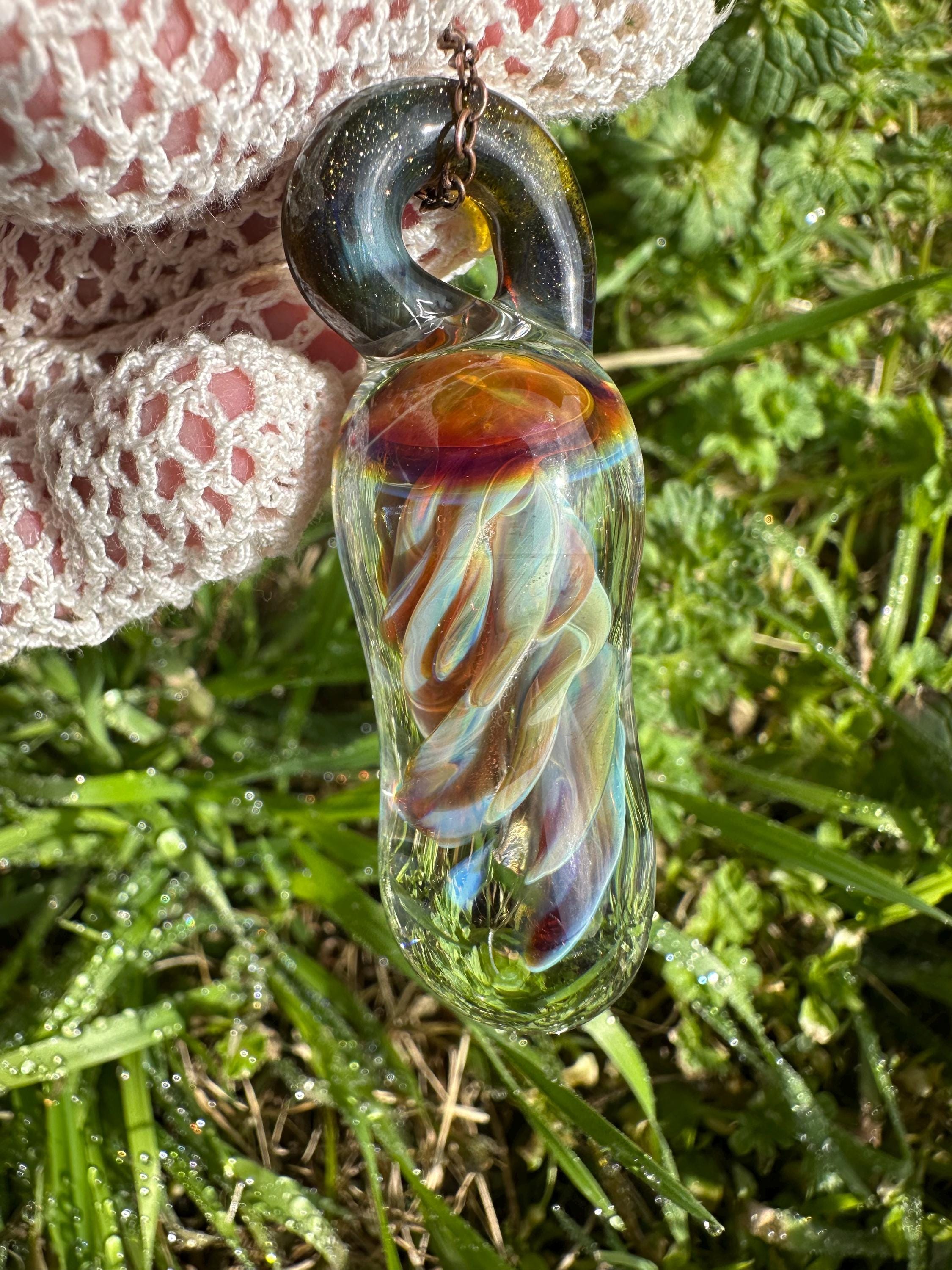 Glass Hand Blown Jellyfish Pendant Handmade Borosilicate Sea Jewelry - Etsy