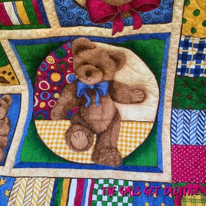 Patchwork Bear Blocks Panel Quilt - Teddy Bears and Patchwork Blocks - Finished