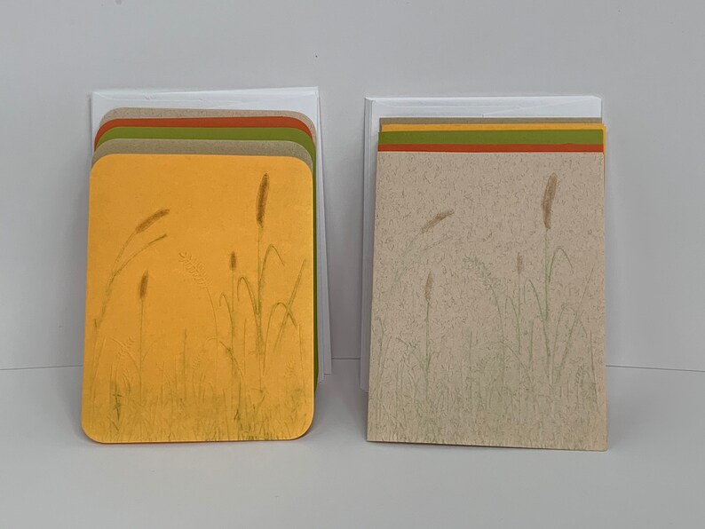 Blank Note Cards Reeds Bulrush Reedmace Raupo Punks Autumn Wheat Set of 5 Cards with Envelopes 5.5 x 4.25 Cattails Embossed Cards