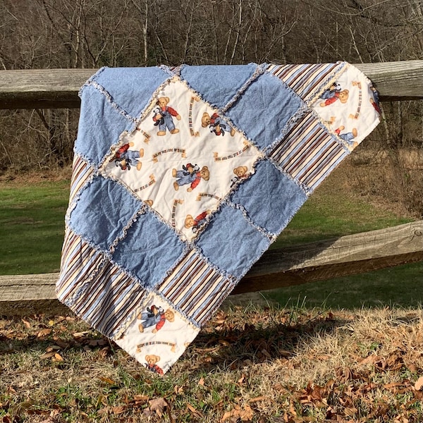 Teddy Bear Rag Quilt Etsy
