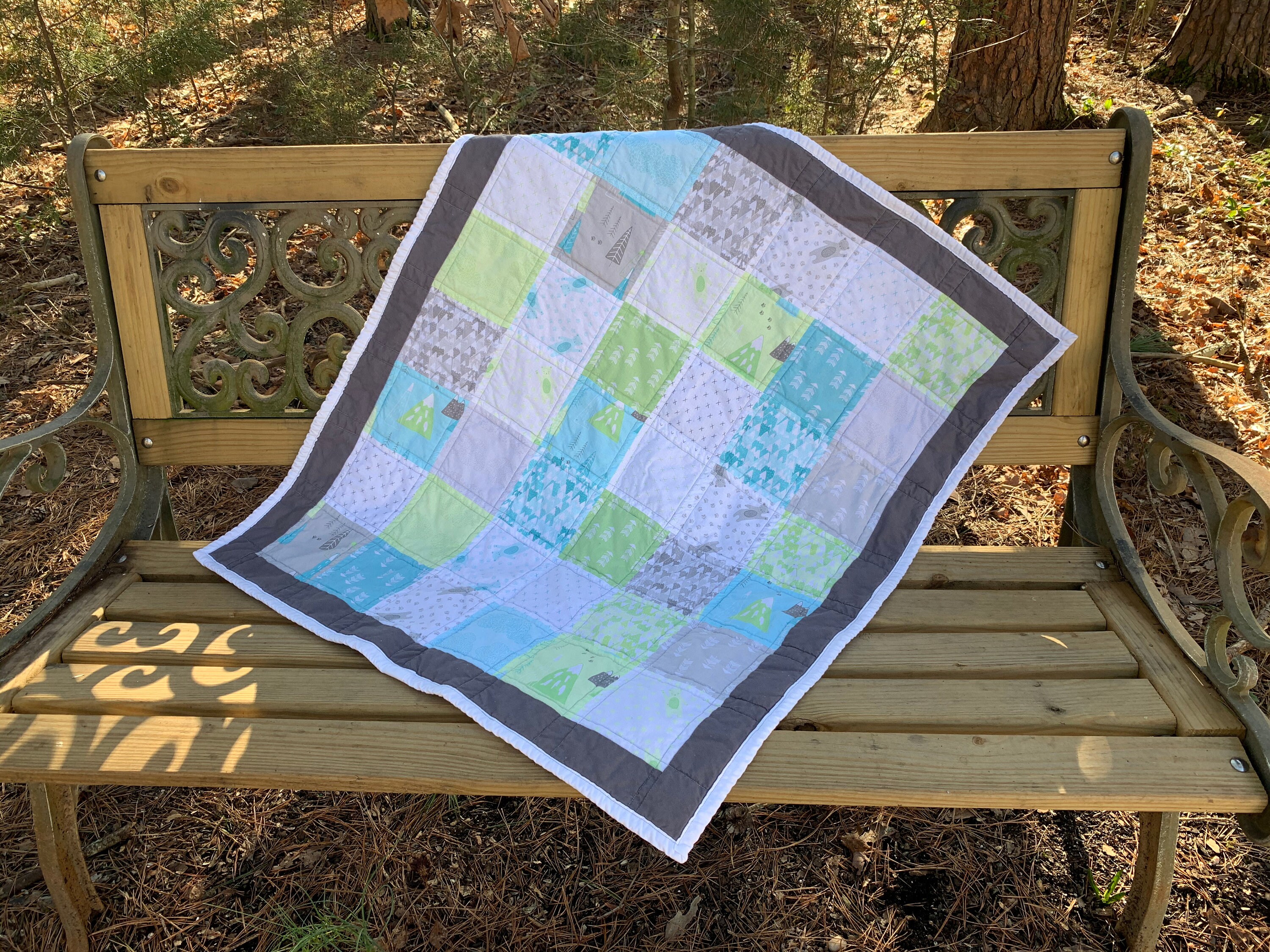 Bear Mountain Quilt Baby Quilt Baby Blanket Bears Mountains Trees Bear