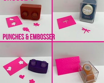 Punch and Emboss Options - Leaf Punch - Heart and Flower Punch - Flower Emboss - Dragonfly Punch - Creative Memories - Marvy - Paper Punches