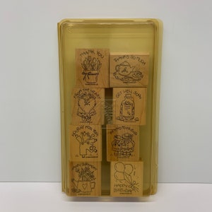 Bigliettini carini e facili - Stamping' Up! - Timbri montati su legno - Tutte le occasioni - Fiori, amicizia, festeggiamenti, cuore, grazie, pronta guarigione - Vintage