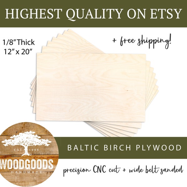 1/8" Birch Plywood | 3mm Baltic Birch Wood | Glowforge Ready | CNC Laser Woodworking Supplies | Natural | Unfinished