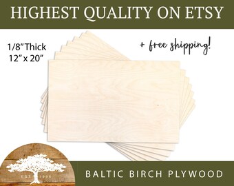 Baltic Birch Plywood - 1/8 Inch Thickness - 12 x 12 Square Wood Sheets -  Pack of 20