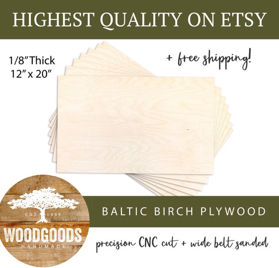 Baltic Birch Plywood Sheets 1/8 X 12 X 20, Wholesale Plywood Supplier of  Wood for Glowforge, Laser, Crafting Project, Wood Blanks 