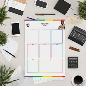 Weekly Plan Gay Muscle Bear - Weekly Planner & Organizer | LGBTQ+ PDF Download