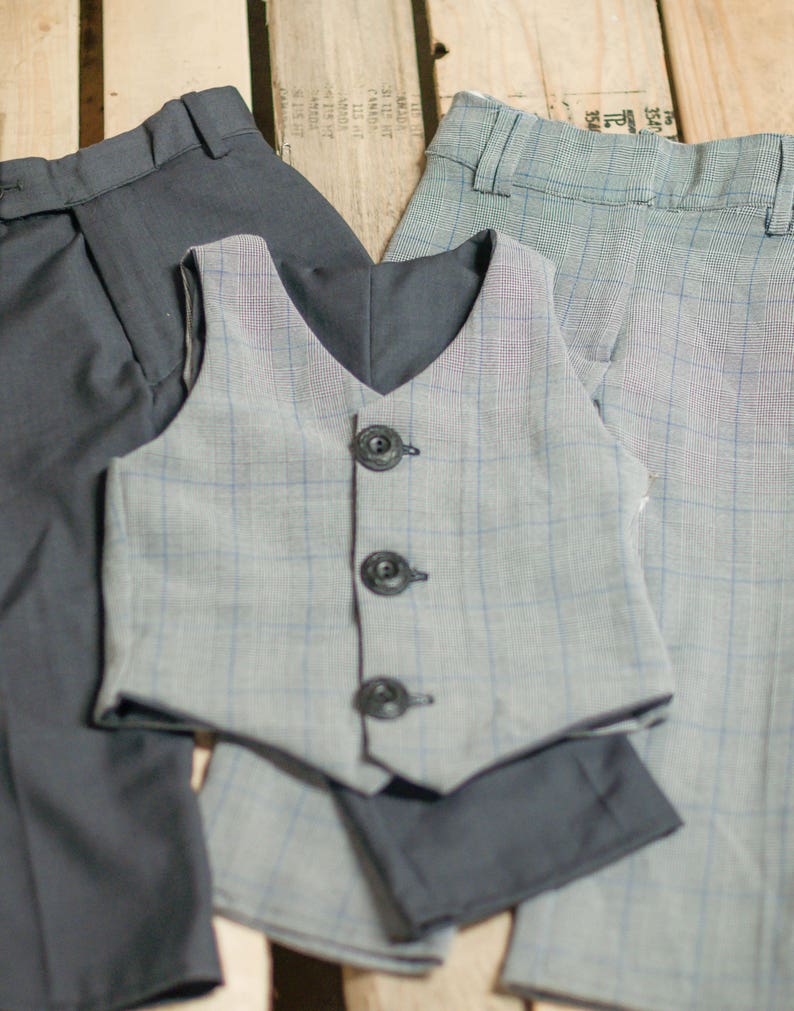 Reversible Dress Suit Vest and Two Pairs Pants Toddler Size 3T Handmade Recycled Materials Free Shipping!! SUIT VEST and Dress PANTS