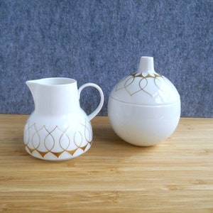 fine porcelain sugar and creamer / Rosenthal / LOTUS gold / Björn Wiinblad /West Germany / 1970s