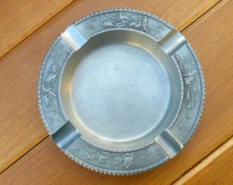 Popielniczka z cyny w stylu myśliwskim / KSK Zinn ksk design / Niemcy Zachodnie / lata 60. - 70. XX wieku