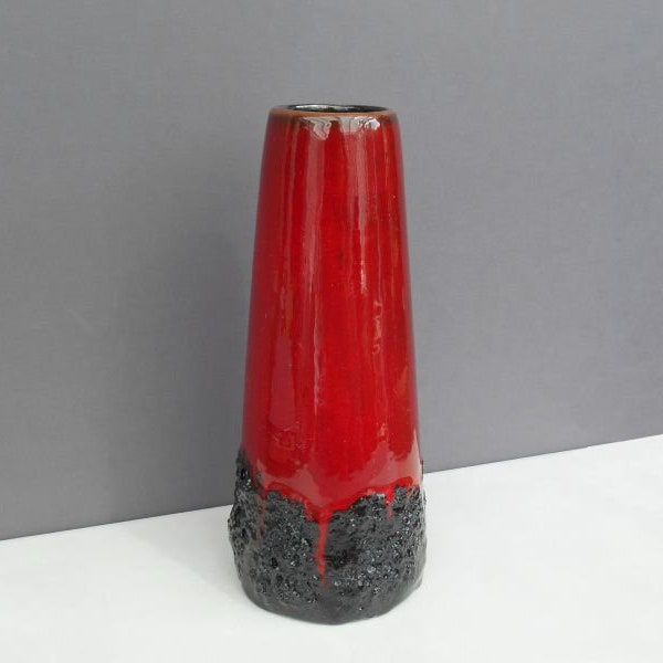 red fat lava vase / Kreutz Keramik 413 / West Germany / 1960s