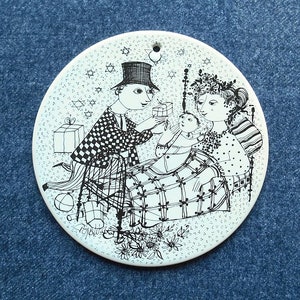 round porcelain wall tile Dezember / Björn Wiinblad / Rosenthal / Studio Line / West Germany / 1970s-1980s