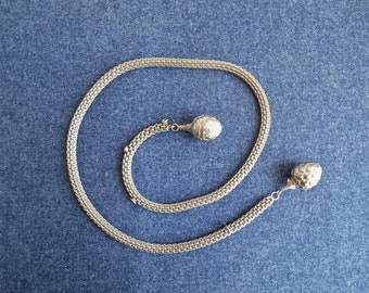 1970s Silver Skinny Snake Belt: Metal Stretch Disco Belt (24  display picture 1