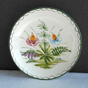 floral maiolica plate & wall decoration 16 cm / Ulmer Keramik / West Germany / 1980s
