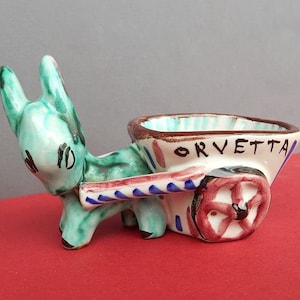majolica donkey planter / maioliche deruta / Italy / 1950s
