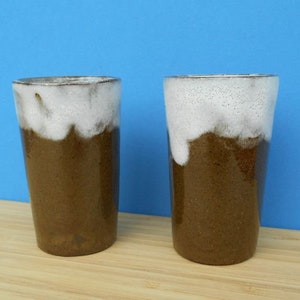 pair of ceramic cidre beakers / France / 1970s - 1980s