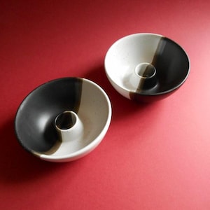 ceramic candle holders set of 2 / hand made studio pottery / Germany / vintage