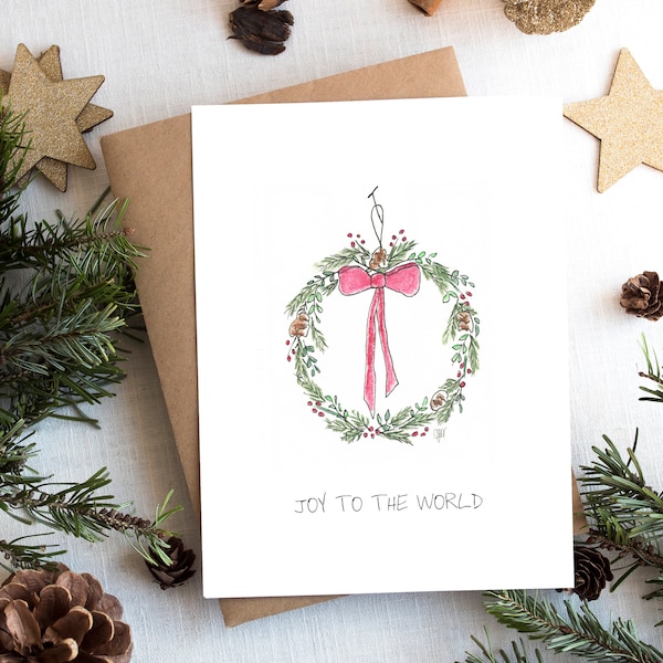 PRINTABLE, Christmas Cards, Digital Christmas Card, Christmas PDF Card, Joy to the World, Christian Christmas Card, Hand drawn, A2 Card