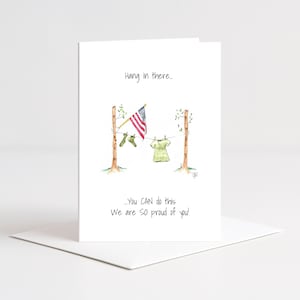 Digital Boot Camp Card, Printable Card for Service Member, Soldier, Deployment Card, BMT, Digital Download Card, A2 Card, Hand Drawn