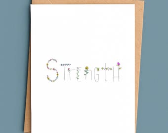 Strength Christian Encouragement Card/Floral Faith Card/Catholic Greeting Cards/Religious Support Gift