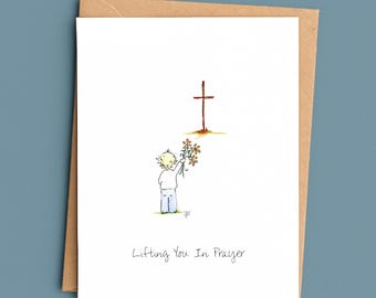 Christian Prayer Card/Lifting You In Prayer/Religious Encouragement/Thinking of You/Catholic Sympathy Card/Faith Support Card