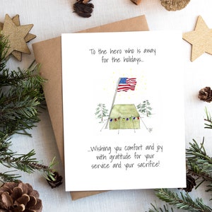 Digitale kerstkaart soldaat, afdrukbare servicelidkaart, militaire kerstkaart, digitale kerstkaart, kerstwenskaart