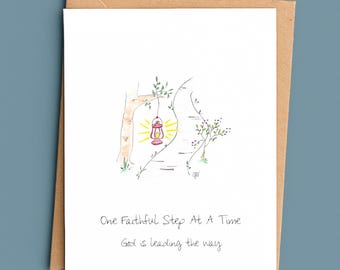 Seminarian Encouragement Card/Catholic Discernment Card/One Faithful Step At A Time/Vocation Journey Card/Seminary Student Gift
