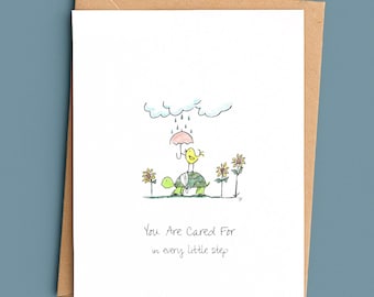 Get Well Soon Card/You Are Cared For in every little step/Thinking of You/Religious Comfort Card
