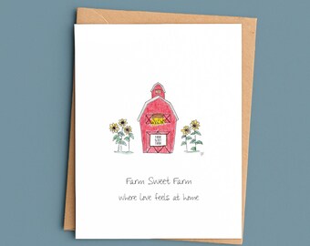 Farmhouse New Home Card/Farm Sweet Farm Greeting Card/Rustic Housewarming Card/Country Blessing Card/New Beginnings