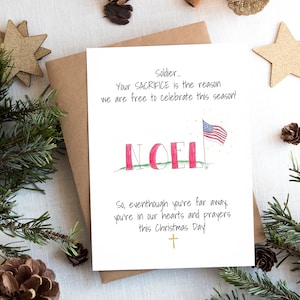 Tarjeta de Navidad de Soldado Digital, Tarjetas Digitales para Miembros del Servicio, Tarjetas de Navidad para Soldados, Soldado de Feliz Navidad, Dibujado a mano, A2
