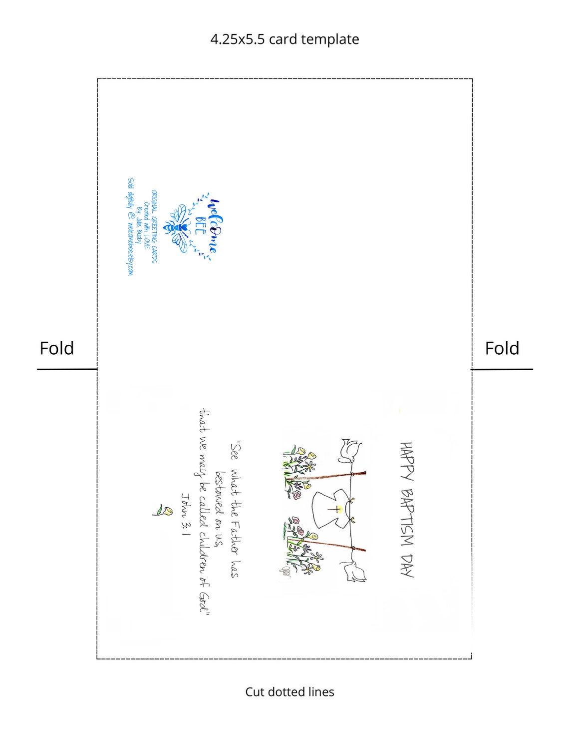 Digital Baptism Card, Printable Baptism Card, Happy Baptism Day, Download, Hand Drawn, Catholic ...