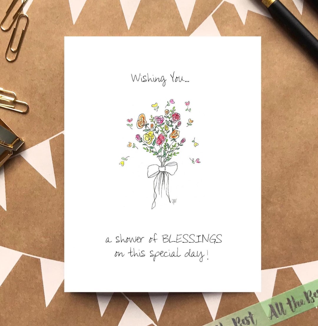 Printable Bridal Shower Card Boho Design Art Christian Wedding Note