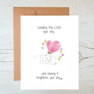 Envoi de BIG LOVE, carte Thinking of you imprimable, carte de voeux numérique A2, dessinée à la main, intérieur vierge, modèle d'enveloppe