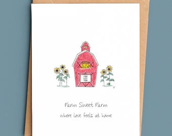 Farmhouse New Home Card/Farm Sweet Farm Greeting Card/Rustic Housewarming Card/Country Blessing Card/New Beginnings