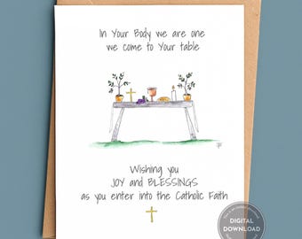 Printable RCIA Card, Sacrament Cards, Catholic Welcome Home Note Card
