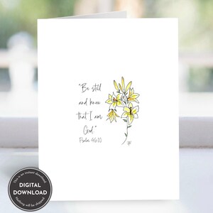 Sei still und weiß, dass ich Gott bin, christliche Karte, handgezeichnete Notizen