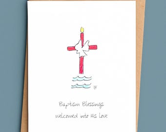 Baptism Blessings Card/Catholic Baptism Card, Christian Baptism Card/Sacrament Gifts