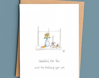 Grateful For You Card/Christian Gratitude Card/Fall Appreciation Card/Blessing Card